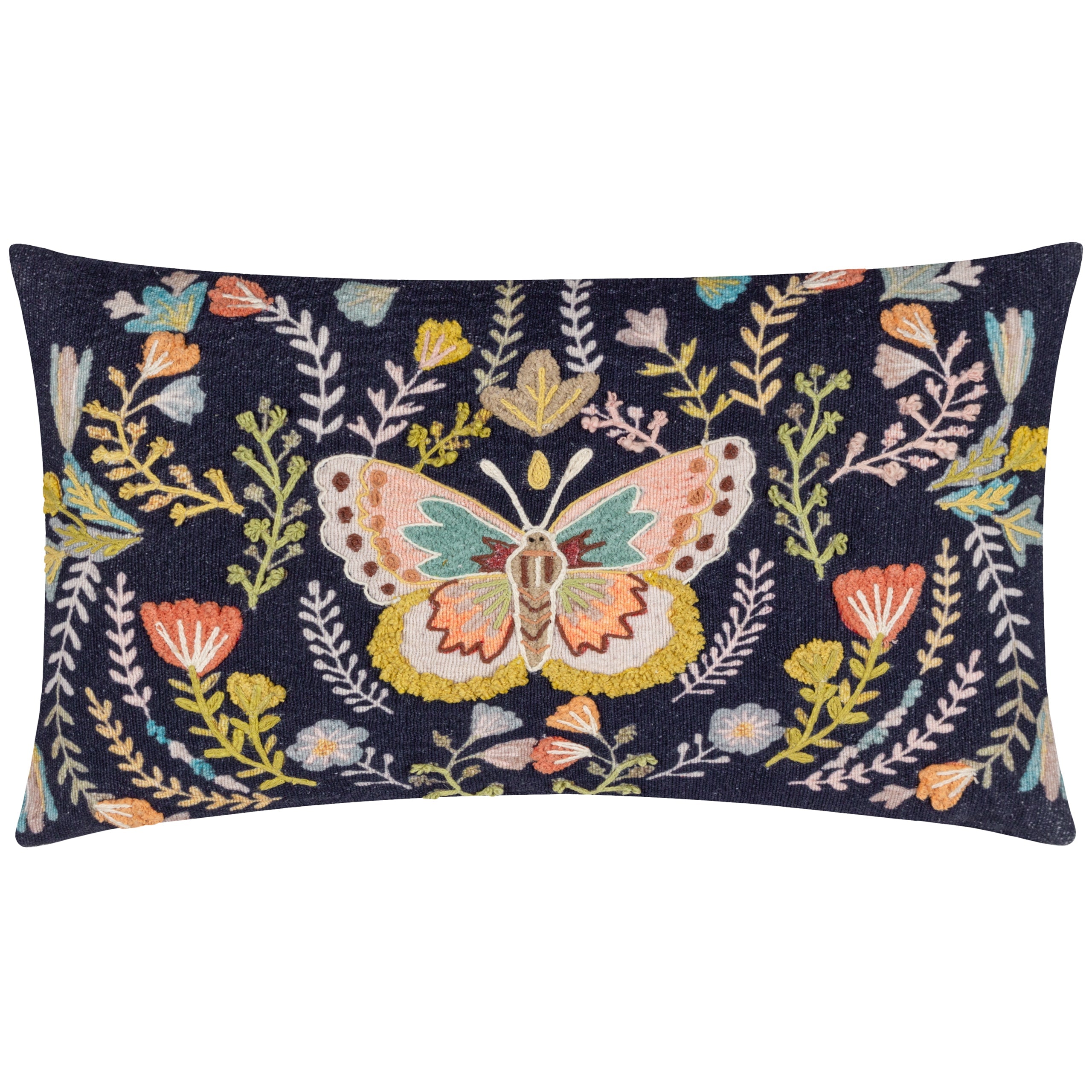 Mirrored Butterfly Embroidered Cushion