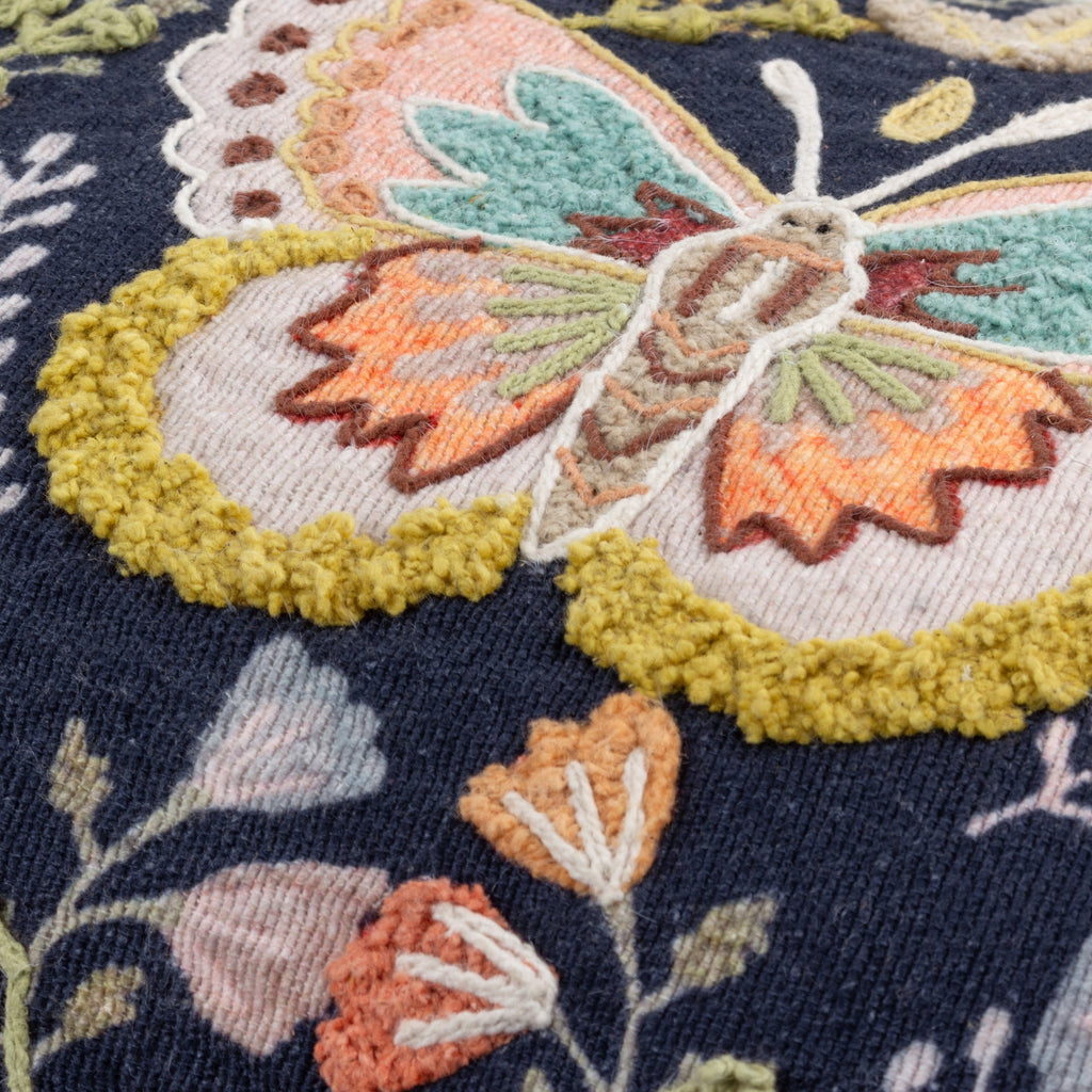 Mirrored Butterfly Embroidered Cushion
