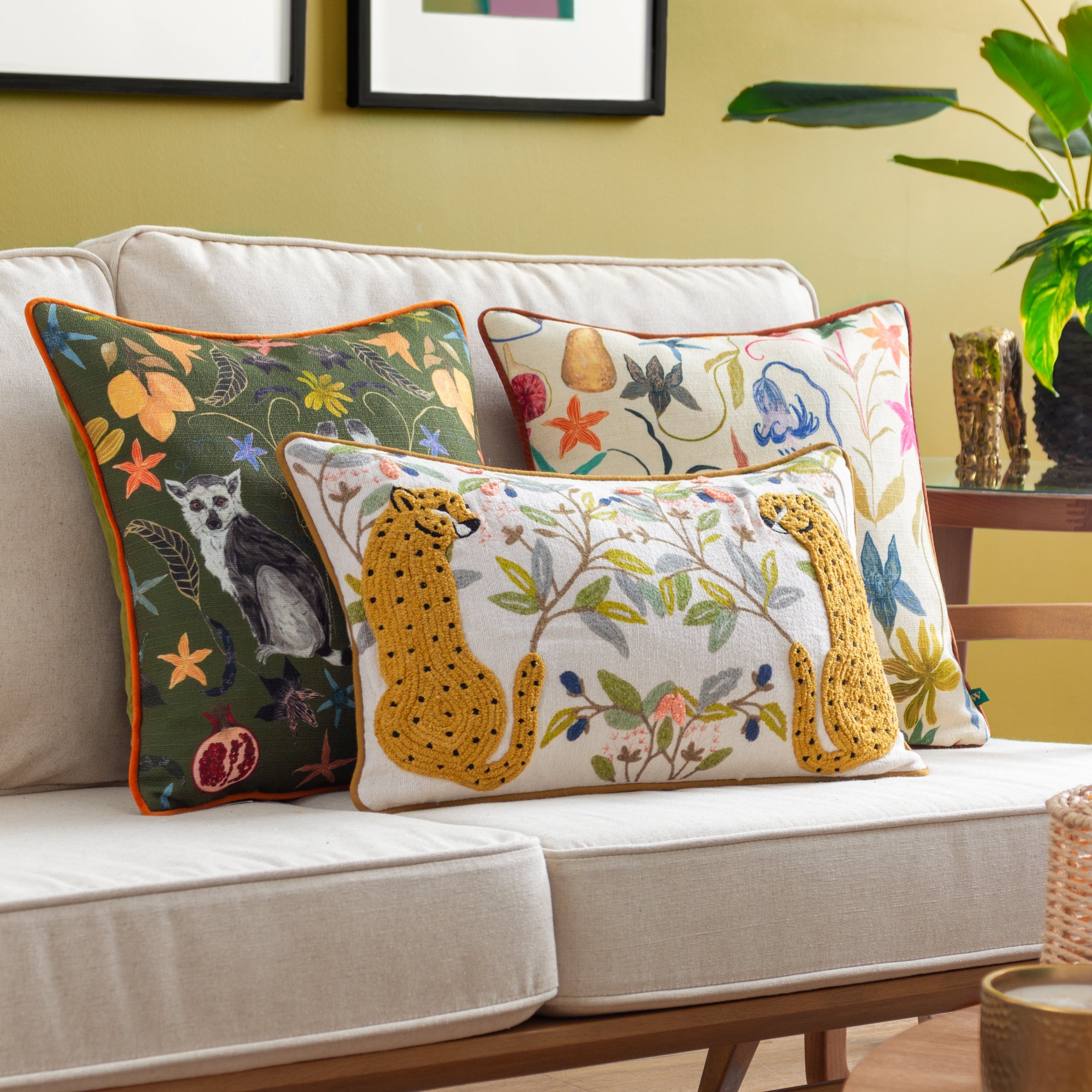 Mirrored Cheetah Embroidered Cushion