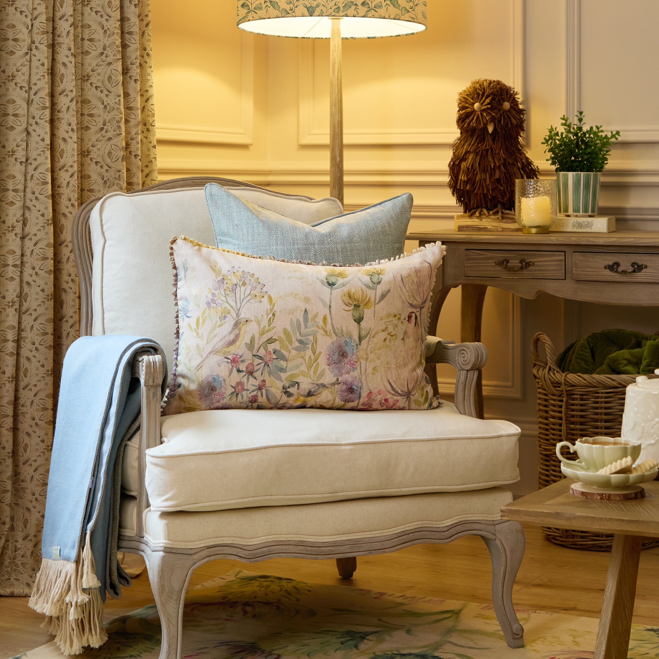 Morning Chorus Printed Rectangular Cushion