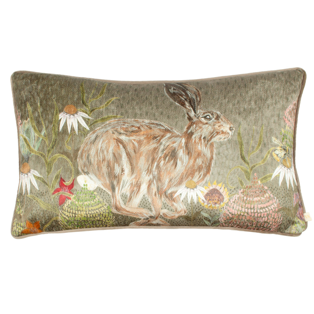 Meadow Bloom Hazel Hare Printed Chenille Cushion