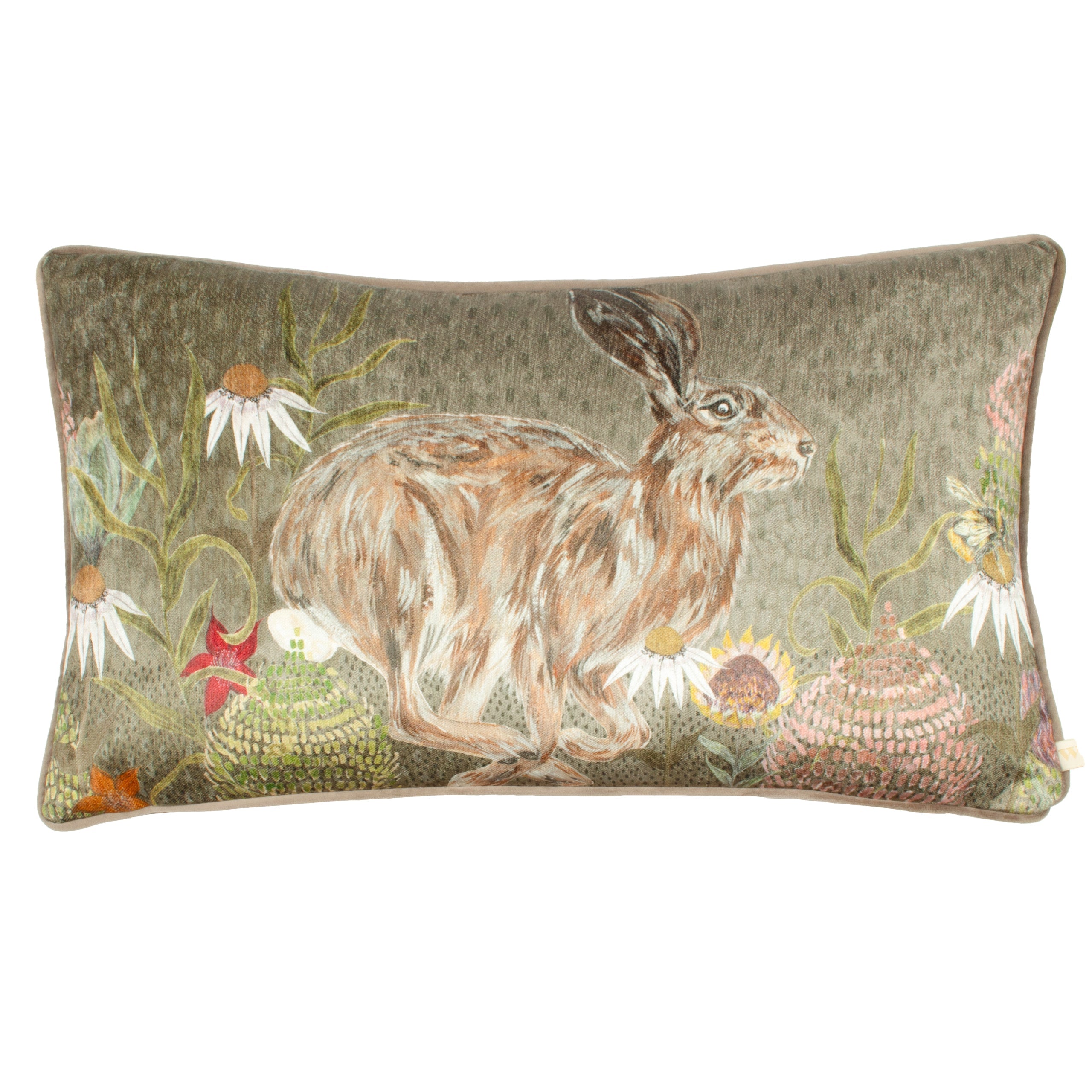 Meadow Bloom Hazel Hare Printed Chenille Cushion