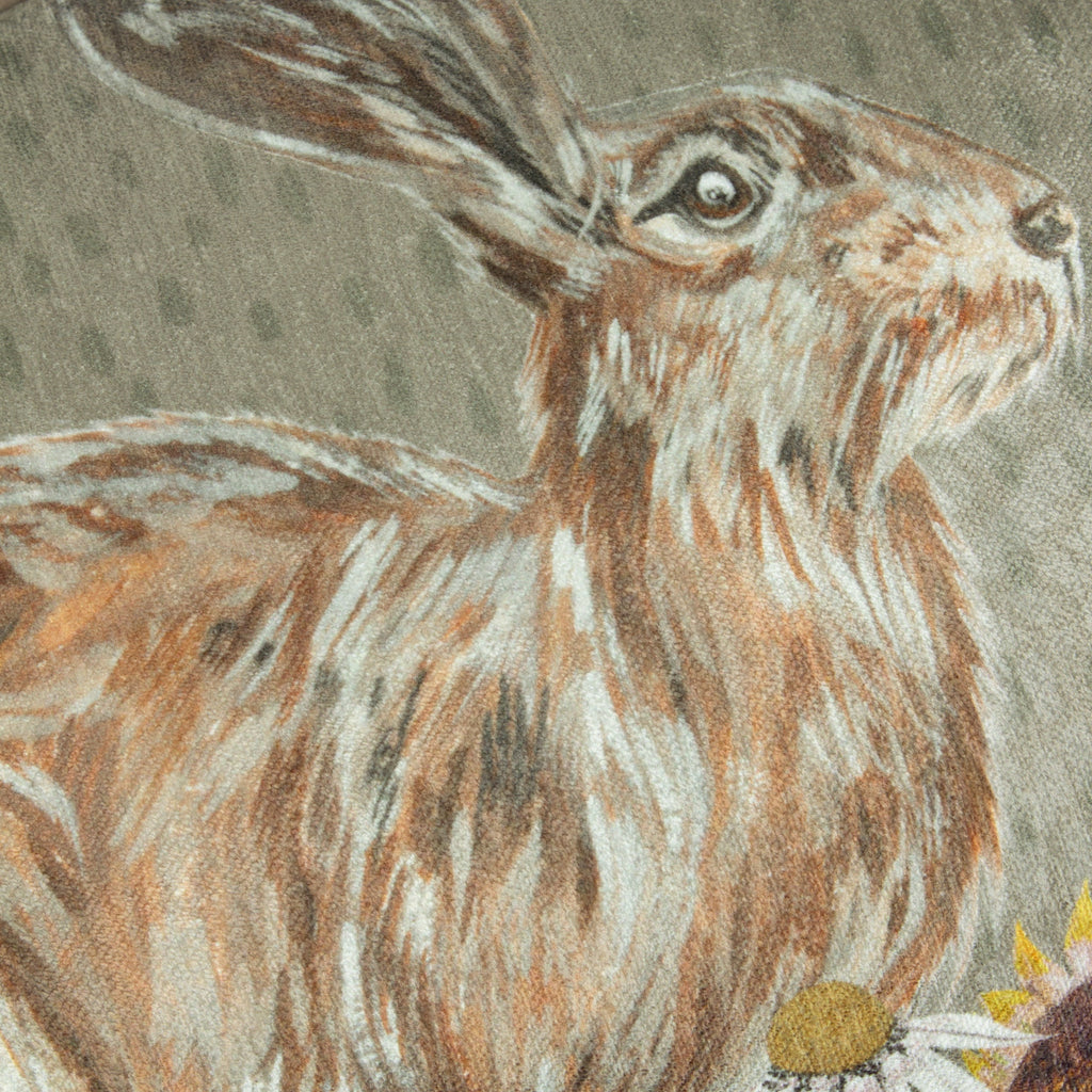 Meadow Bloom Hazel Hare Printed Chenille Cushion
