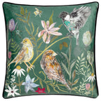 Meadow Bloom Birds Printed Chenille Cushion