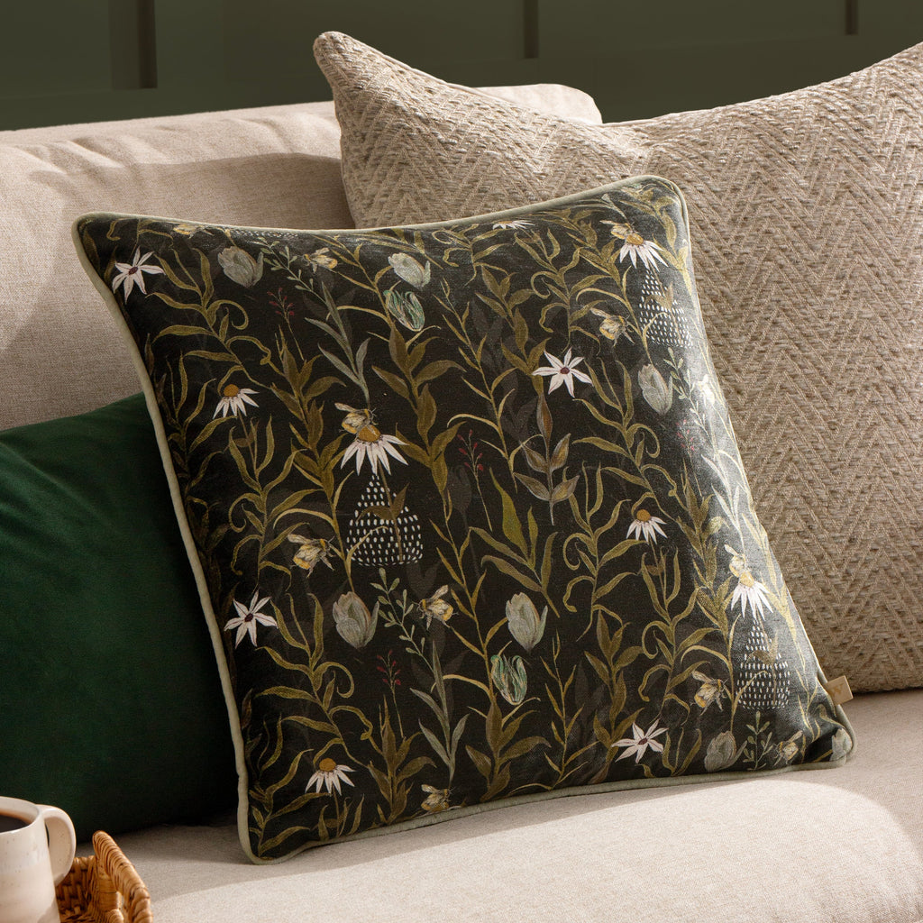 Meadow Bloom Repeat Printed Chenille Cushion