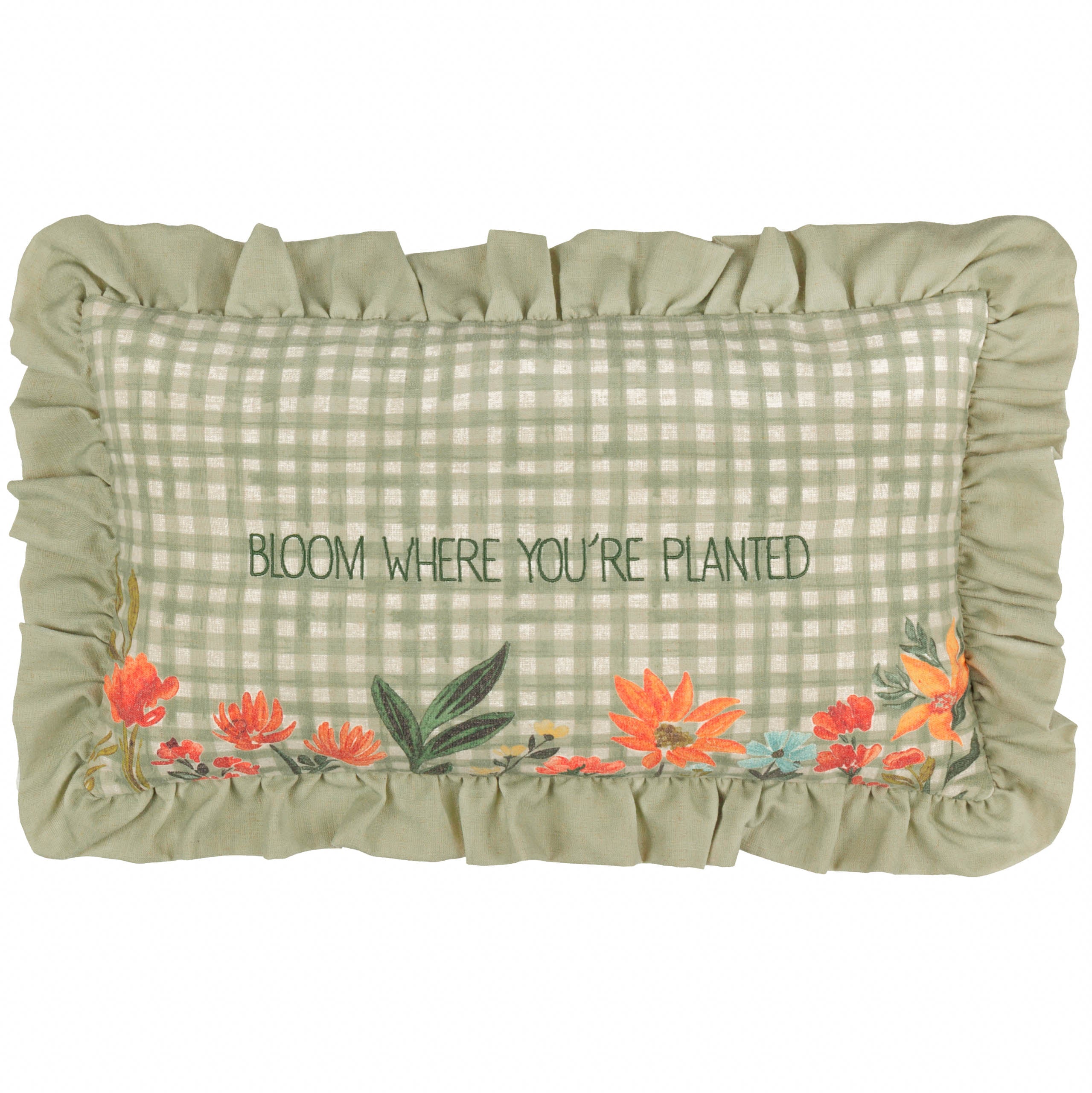 Meadow Haze Embroidered Ruffle Cushion