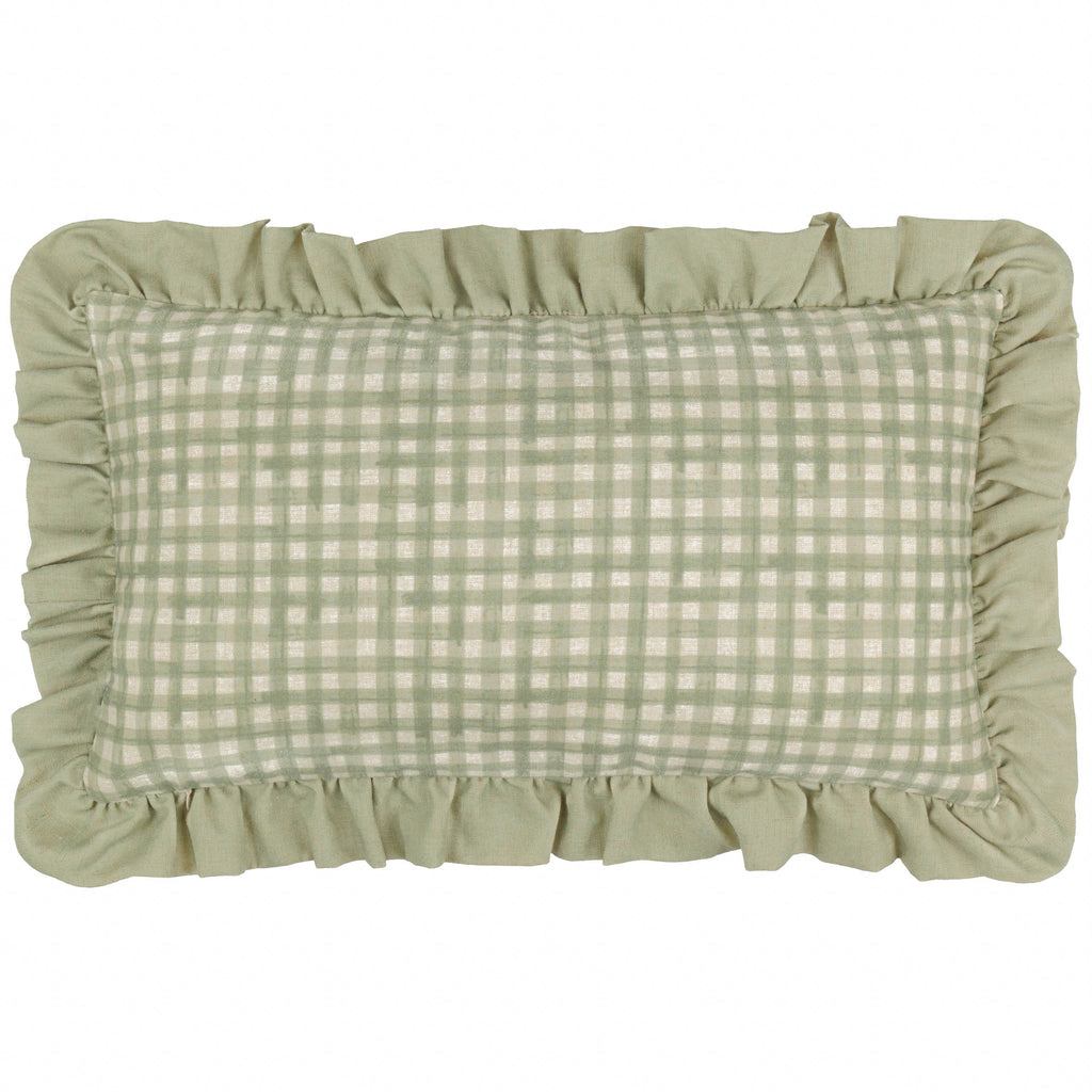 Meadow Haze Embroidered Ruffle Cushion