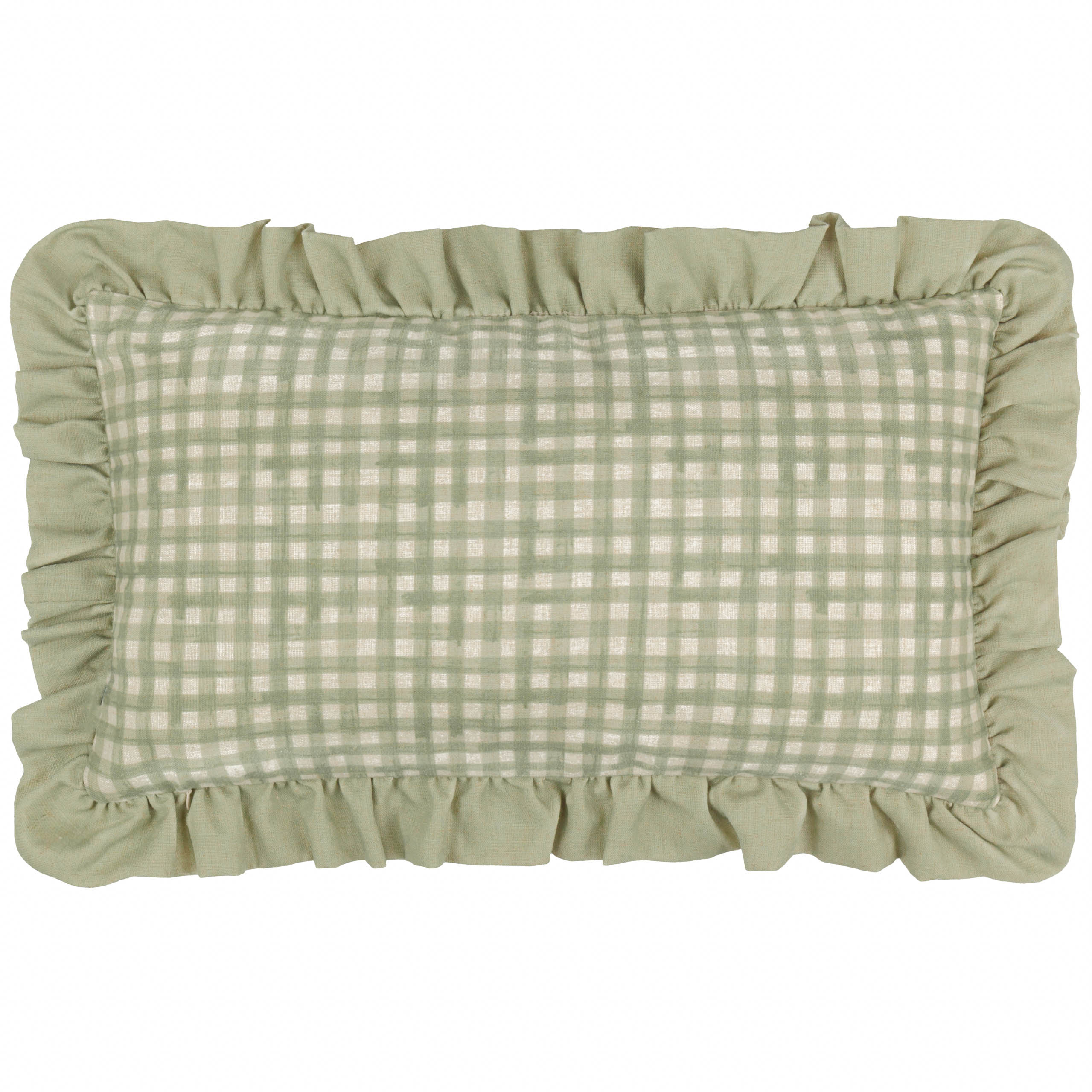 Meadow Haze Embroidered Ruffle Cushion