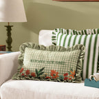 Meadow Haze Embroidered Ruffle Cushion
