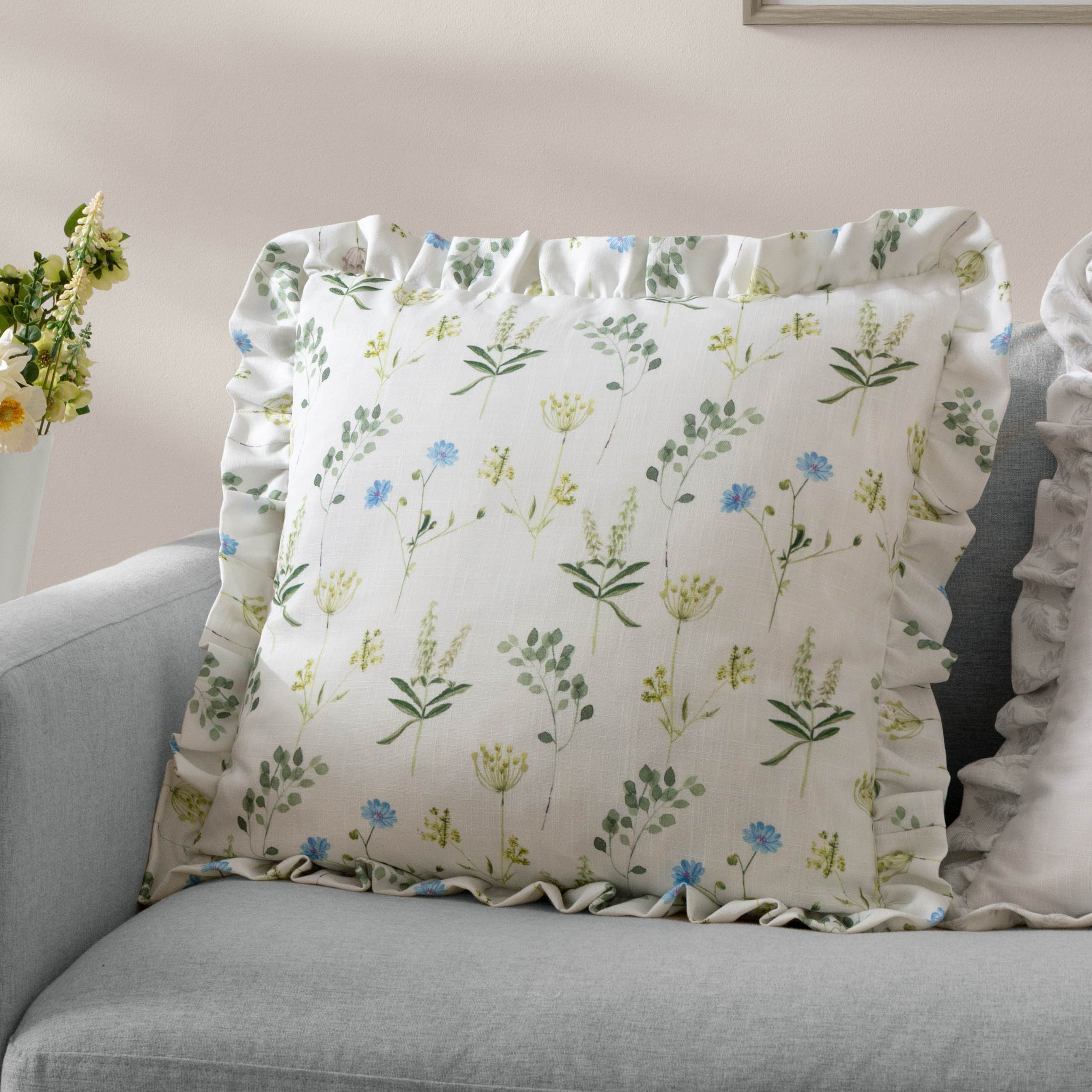 Meadow Ruffle Floral Cushion