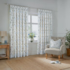 Meadow Floral 100% Cotton Lined Pencil Pleat Curtains