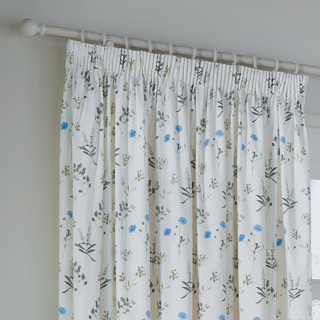 Meadow Floral 100% Cotton Lined Pencil Pleat Curtains