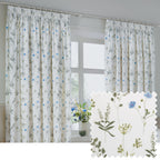 Meadow Floral 100% Cotton Lined Pencil Pleat Curtains