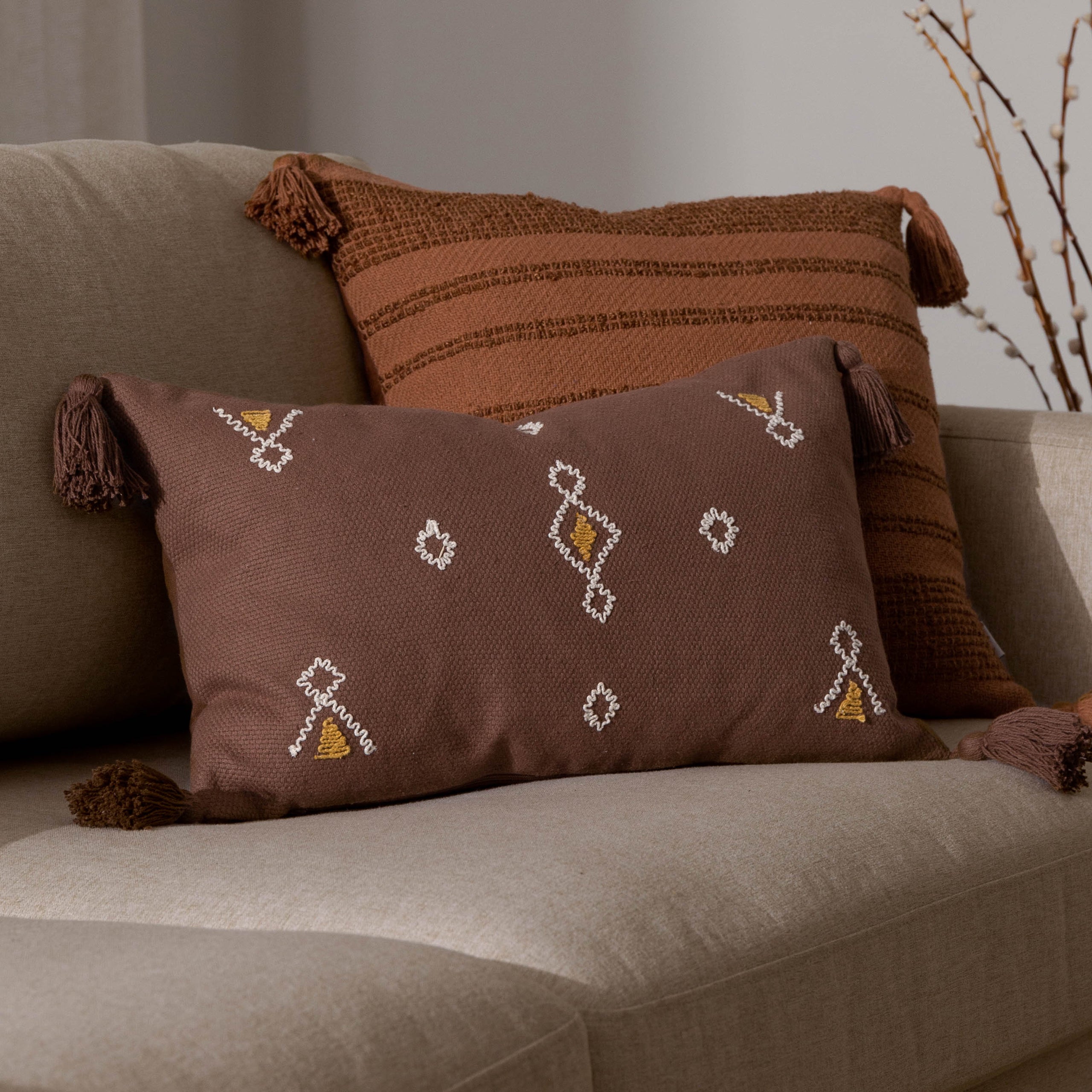 Meare Embroidered Cotton Cushion