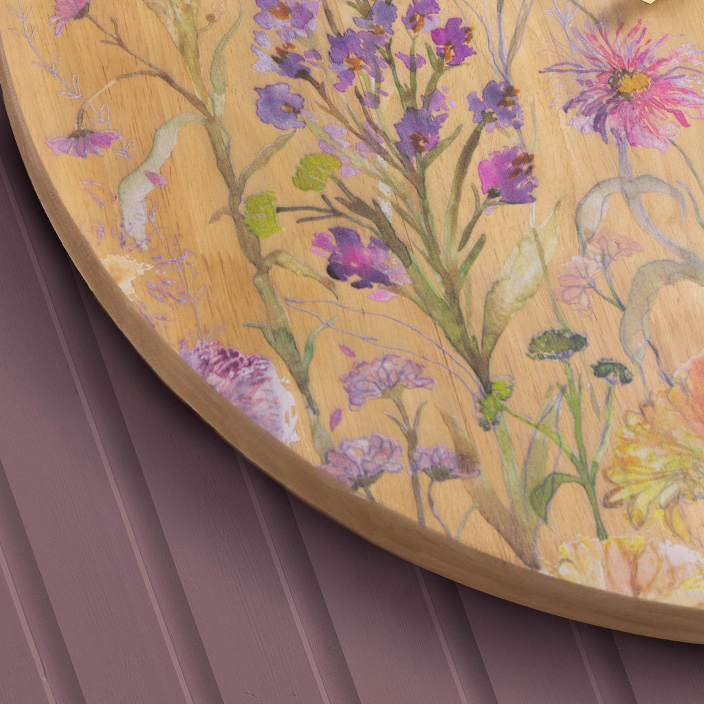 Medmerry Printed Wooden Clock Honey