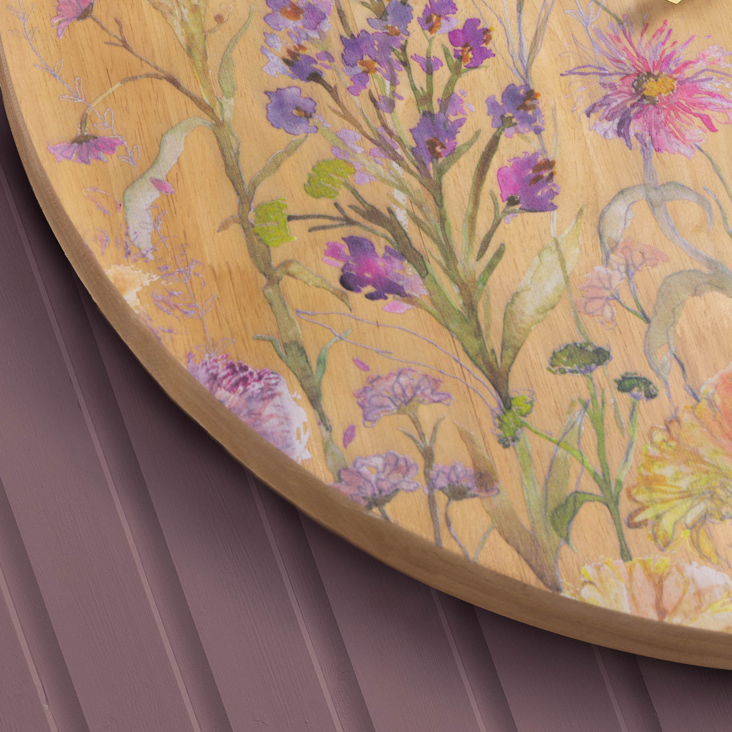 Medmerry Printed Wooden Clock Honey