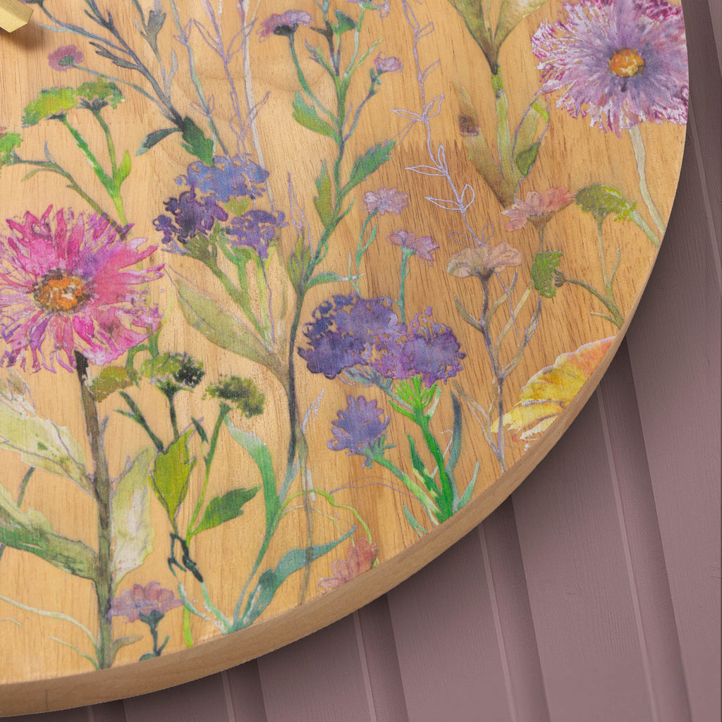 Medmerry Printed Wooden Clock Honey