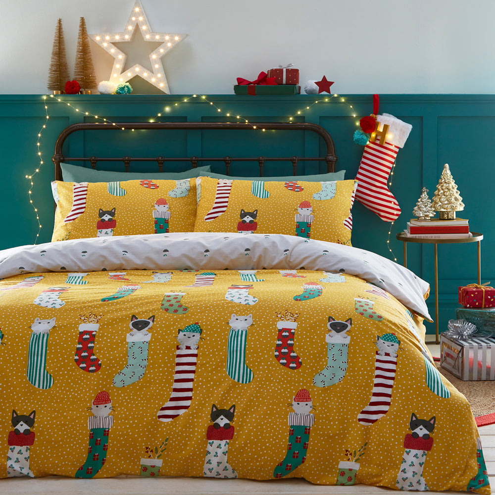 Meowy Christmas Festive Duvet Cover Set