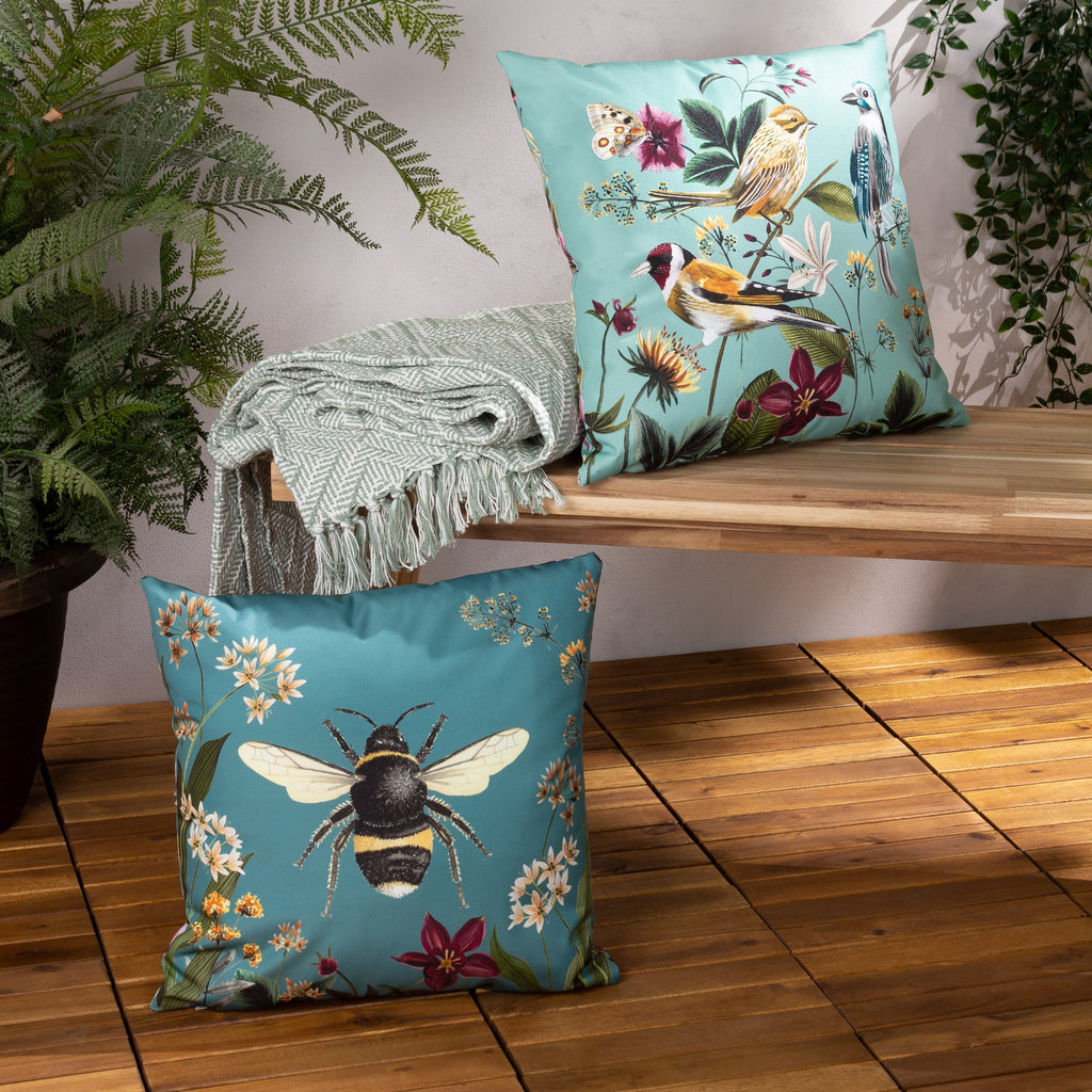 Midnight Garden Bee Outdoor Cushion