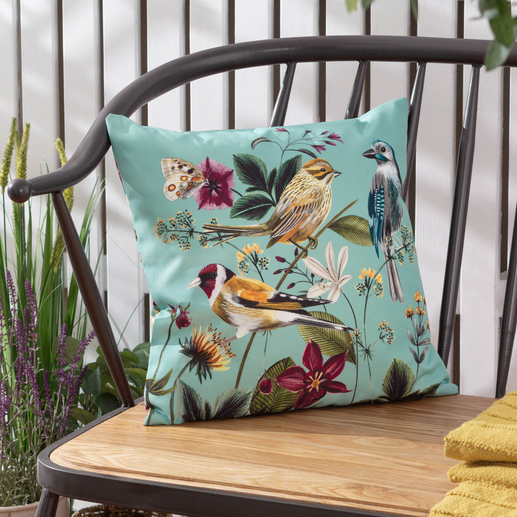 Midnight Garden Birds Outdoor Cushion