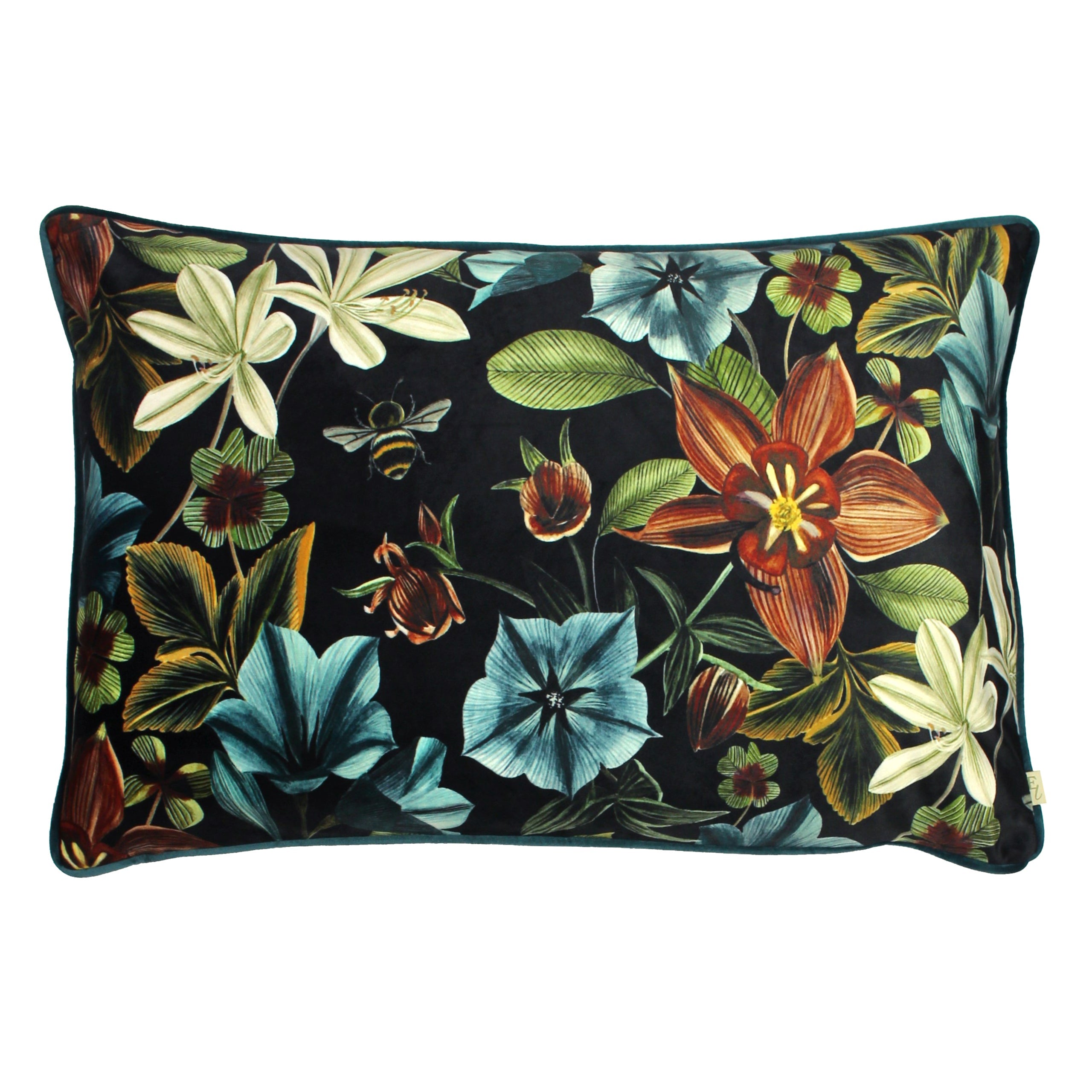 Midnight Garden Floral Rectangular Cushion