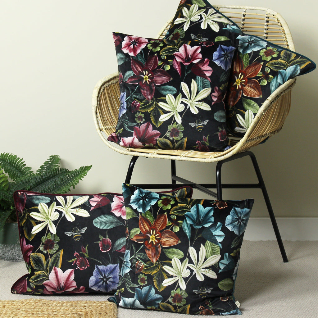 Midnight Garden Floral Rectangular Cushion