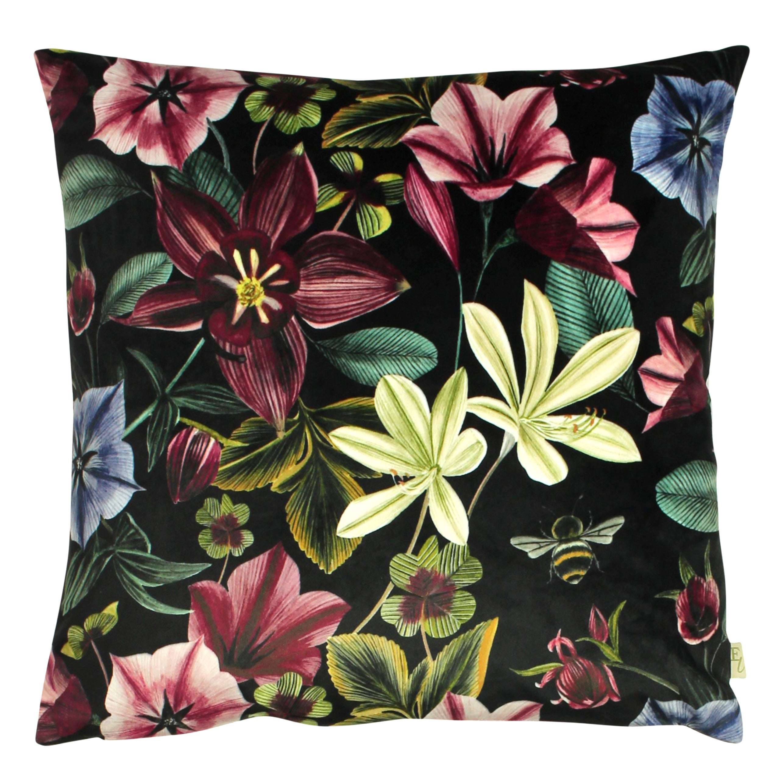 Midnight Garden Floral Square Cushion