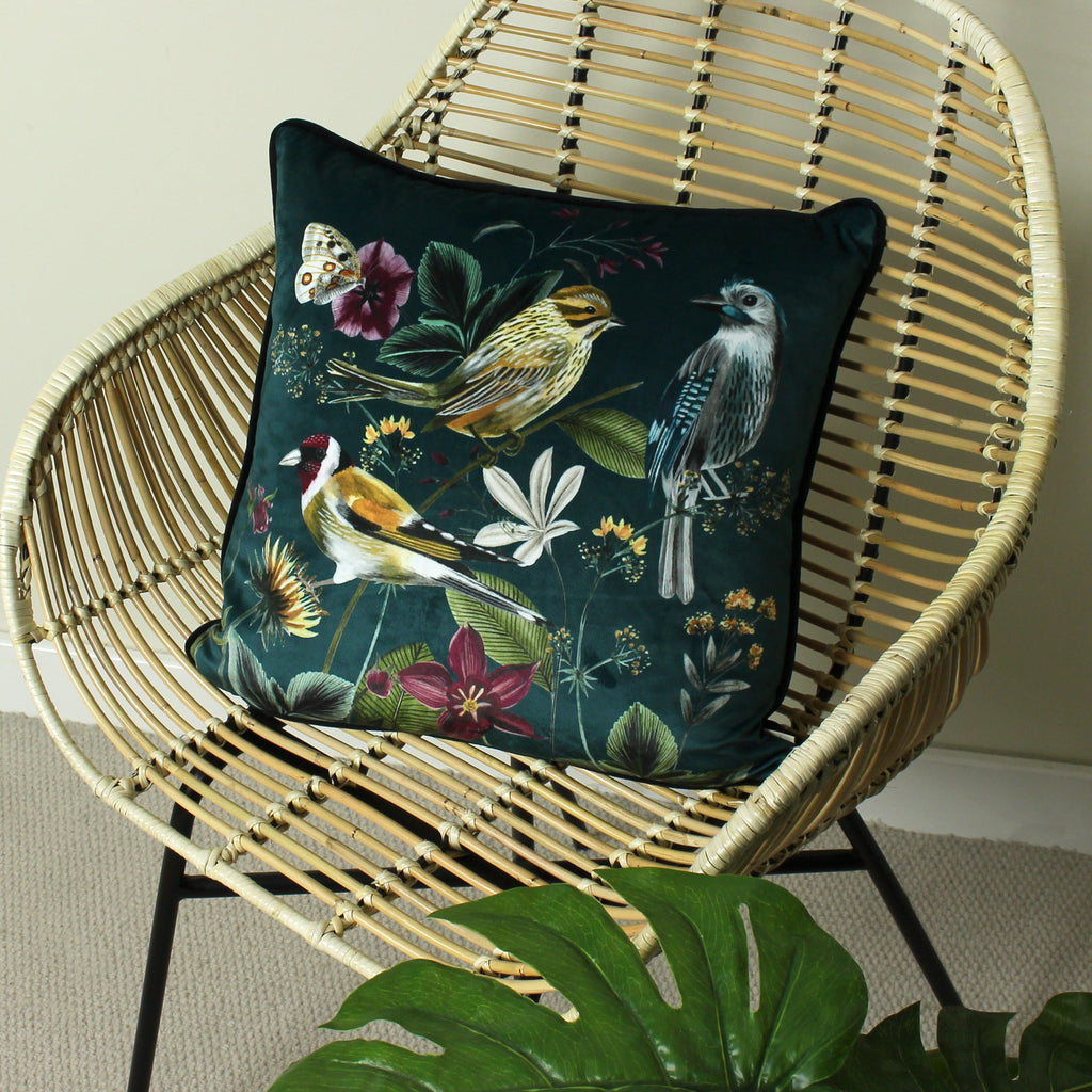 Midnight Garden Bird Cushion