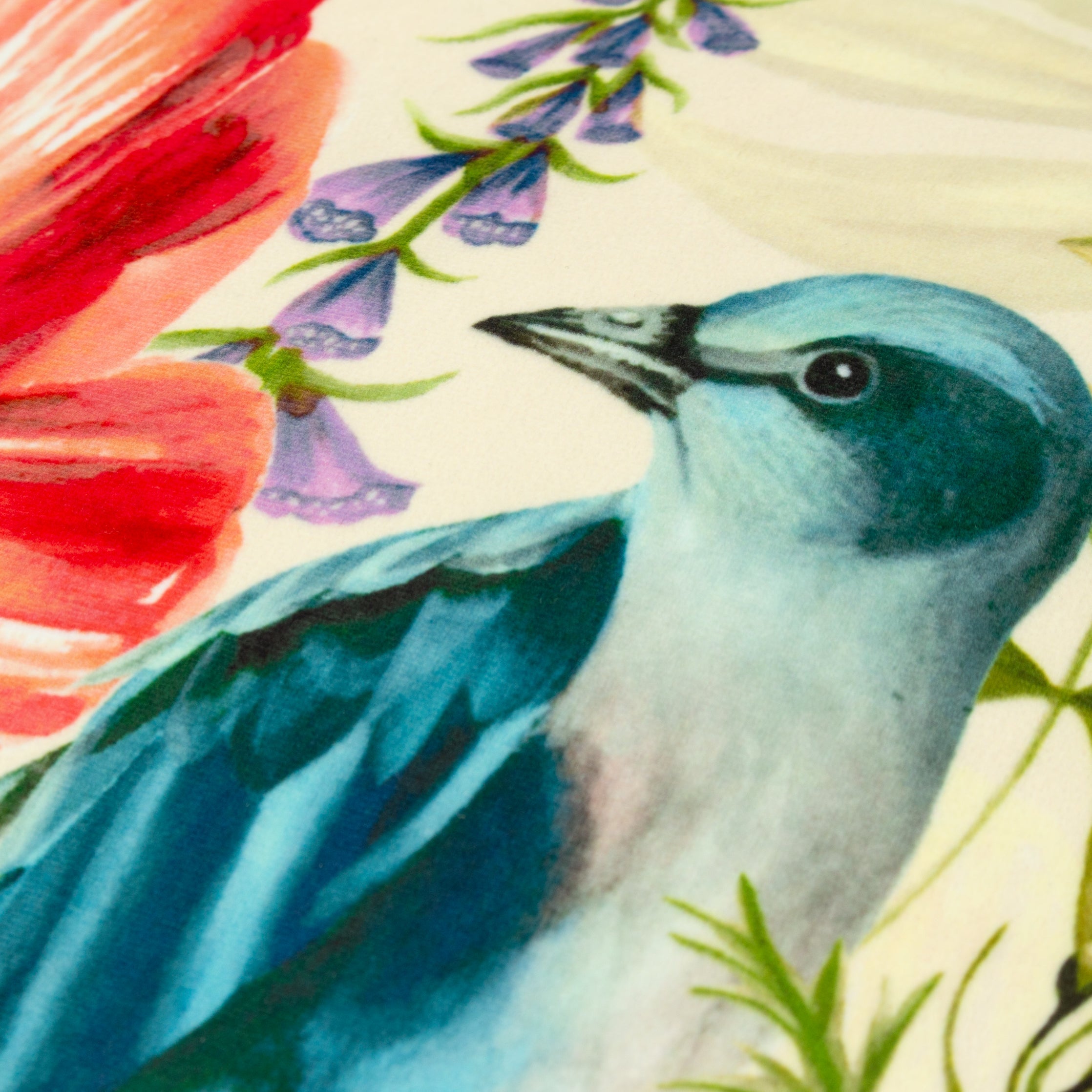 Nectar Garden Bluebird Piped Velvet Cushion