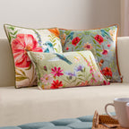 Nectar Garden Bluebird Piped Velvet Cushion