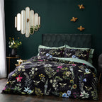 Midnight Bee Floral Velvet Duvet Cover Set