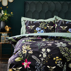 Midnight Bee Floral Velvet Duvet Cover Set
