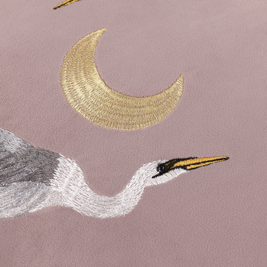 Moonlit Flight Embroidered Velvet Cushion