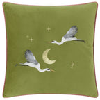 Moonlit Flight Embroidered Velvet Cushion