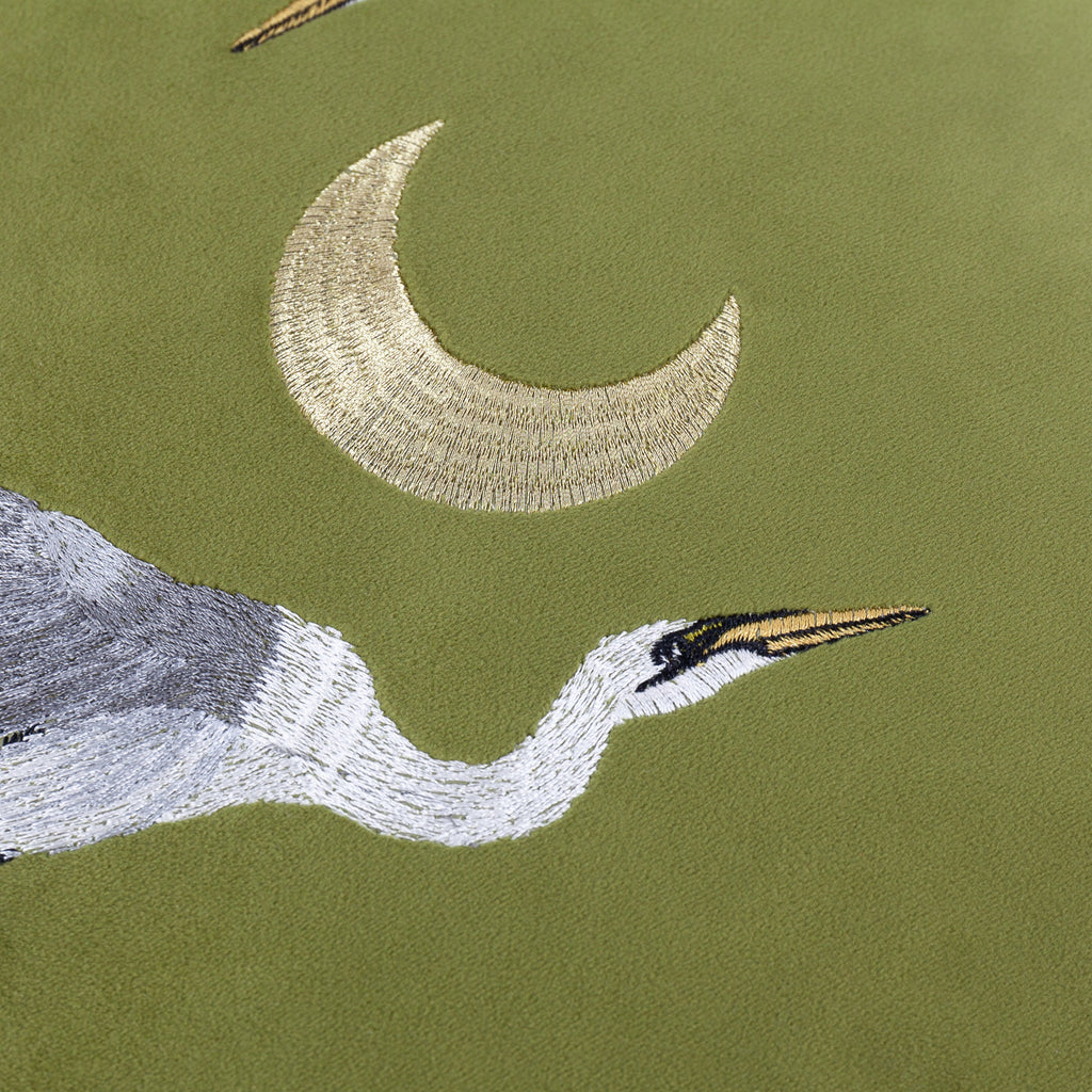 Moonlit Flight Embroidered Velvet Cushion