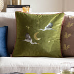Moonlit Flight Embroidered Velvet Cushion