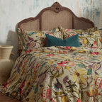 Morton Floral Printed Cotton Sateen Piped Duvet Cover Set