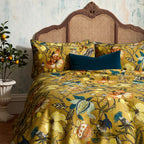Morton Floral Printed Cotton Sateen Piped Duvet Cover Set
