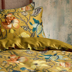 Morton Floral Printed Cotton Sateen Piped Duvet Cover Set