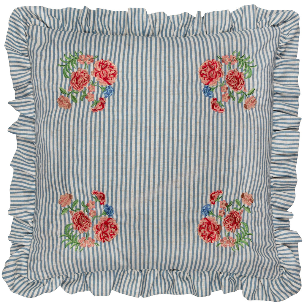 Martha Embroidered Ruffle Cushion