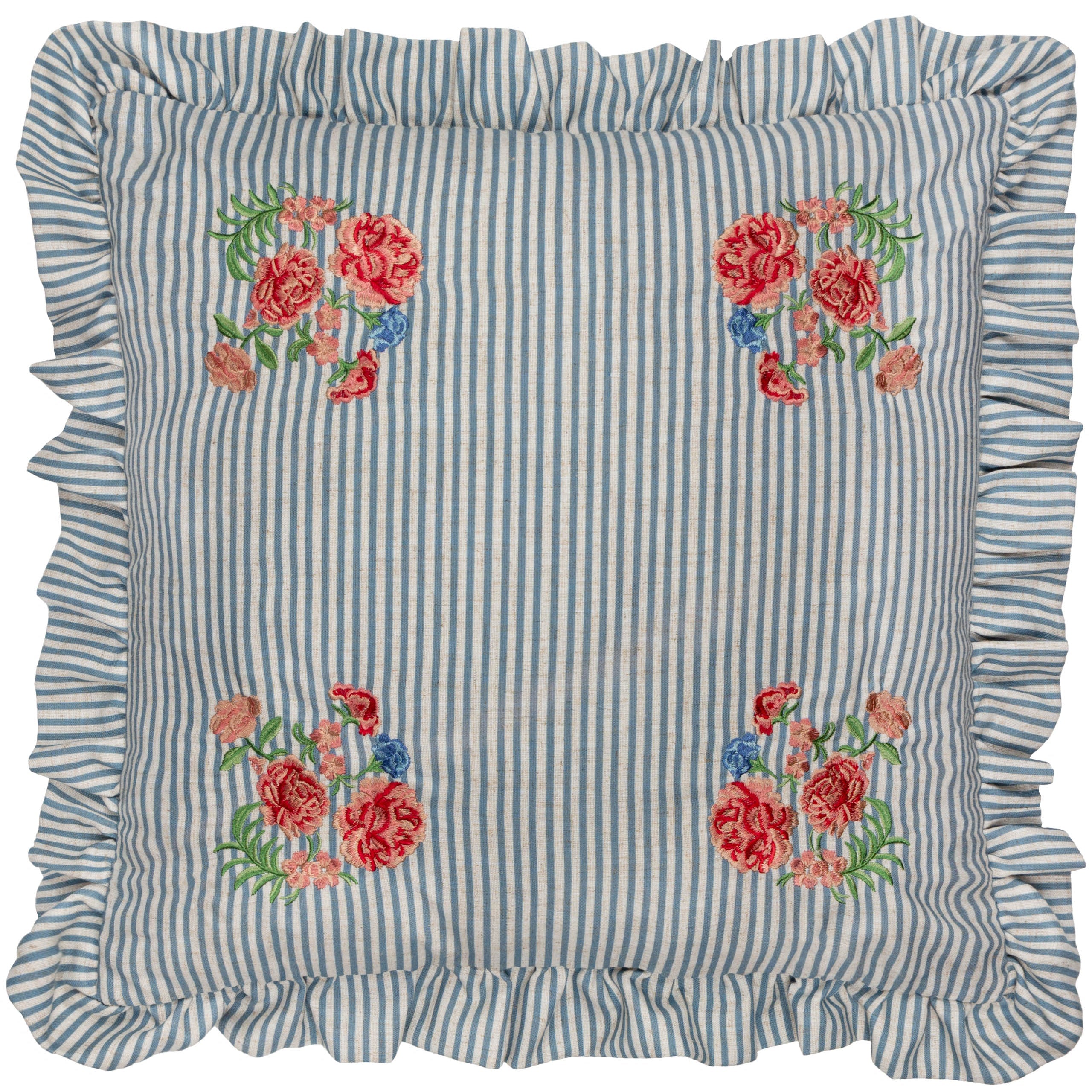 Martha Embroidered Ruffle Cushion