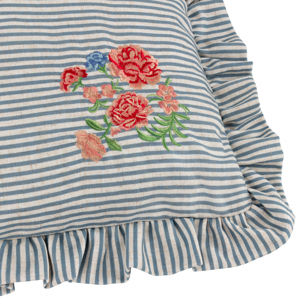 Martha Embroidered Ruffle Cushion