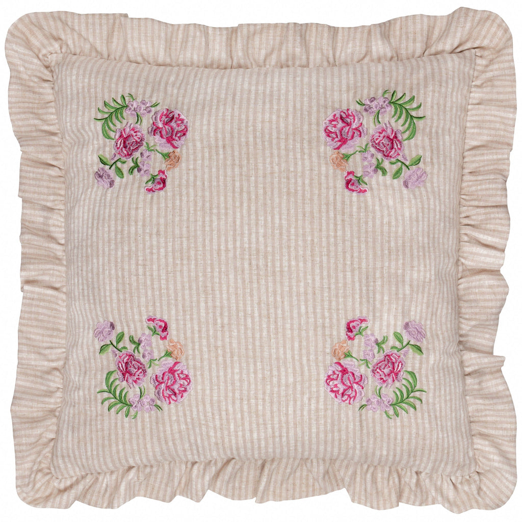 Martha Embroidered Ruffle Cushion