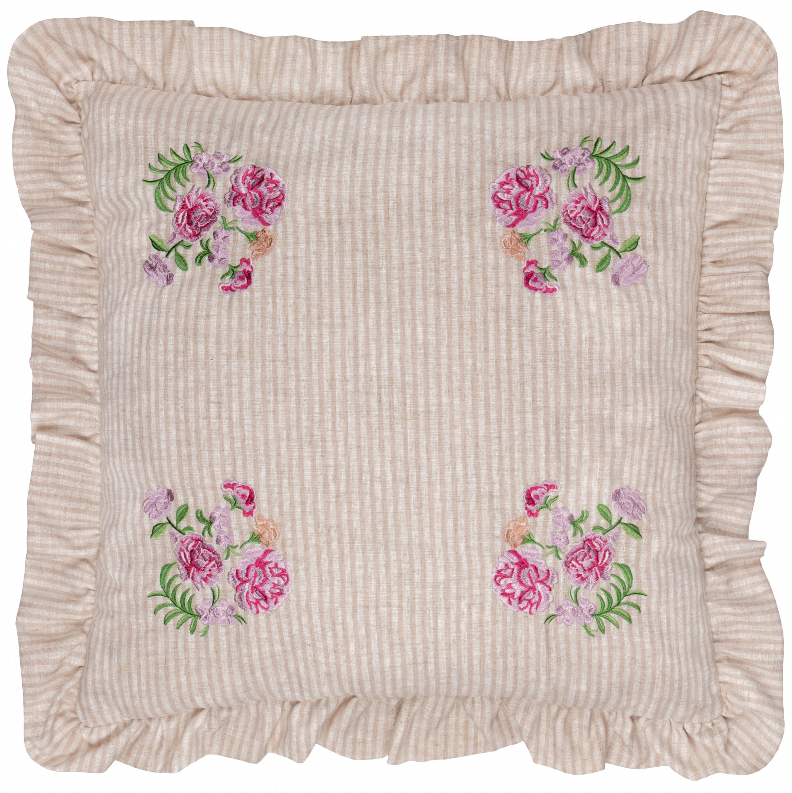 Martha Embroidered Ruffle Cushion