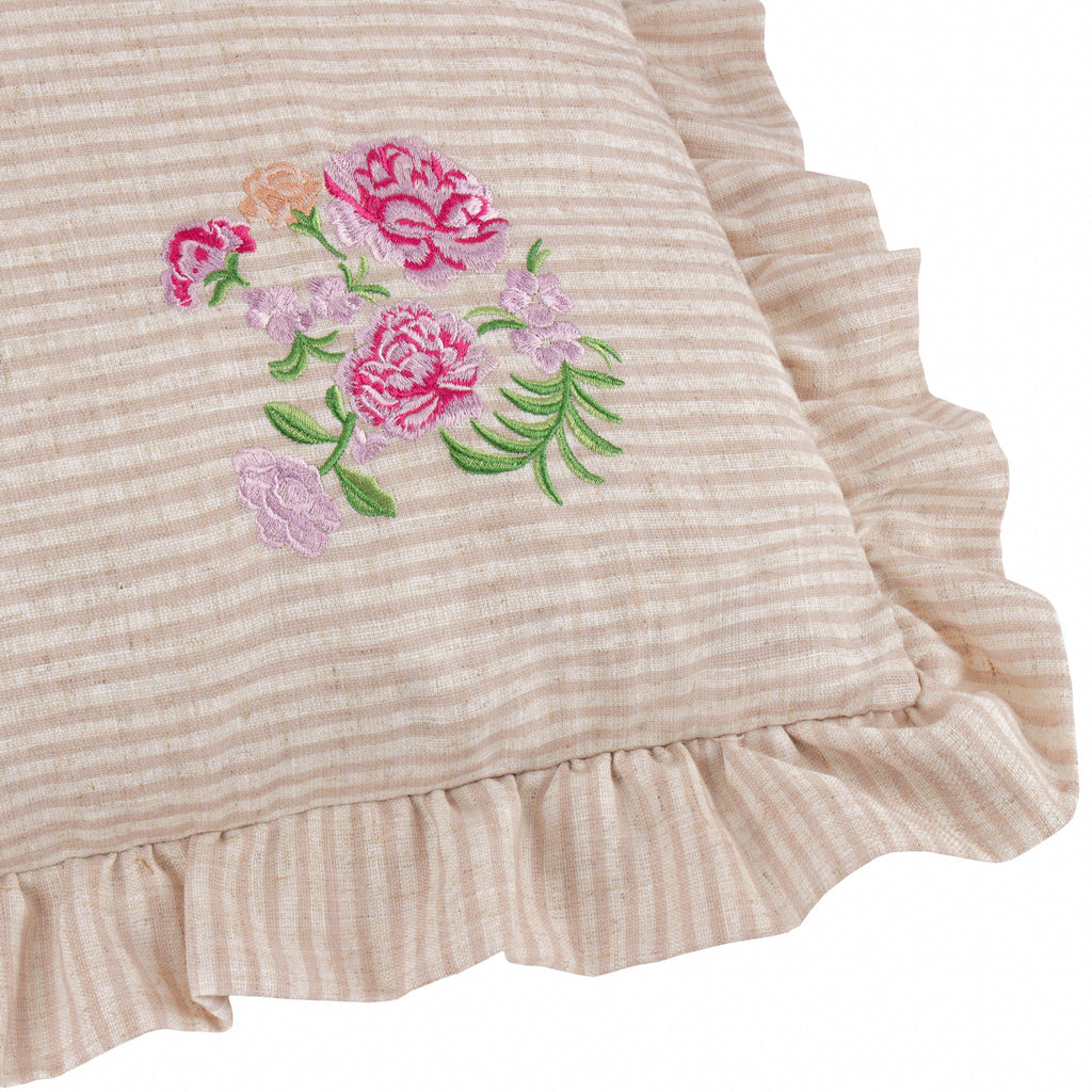 Martha Embroidered Ruffle Cushion