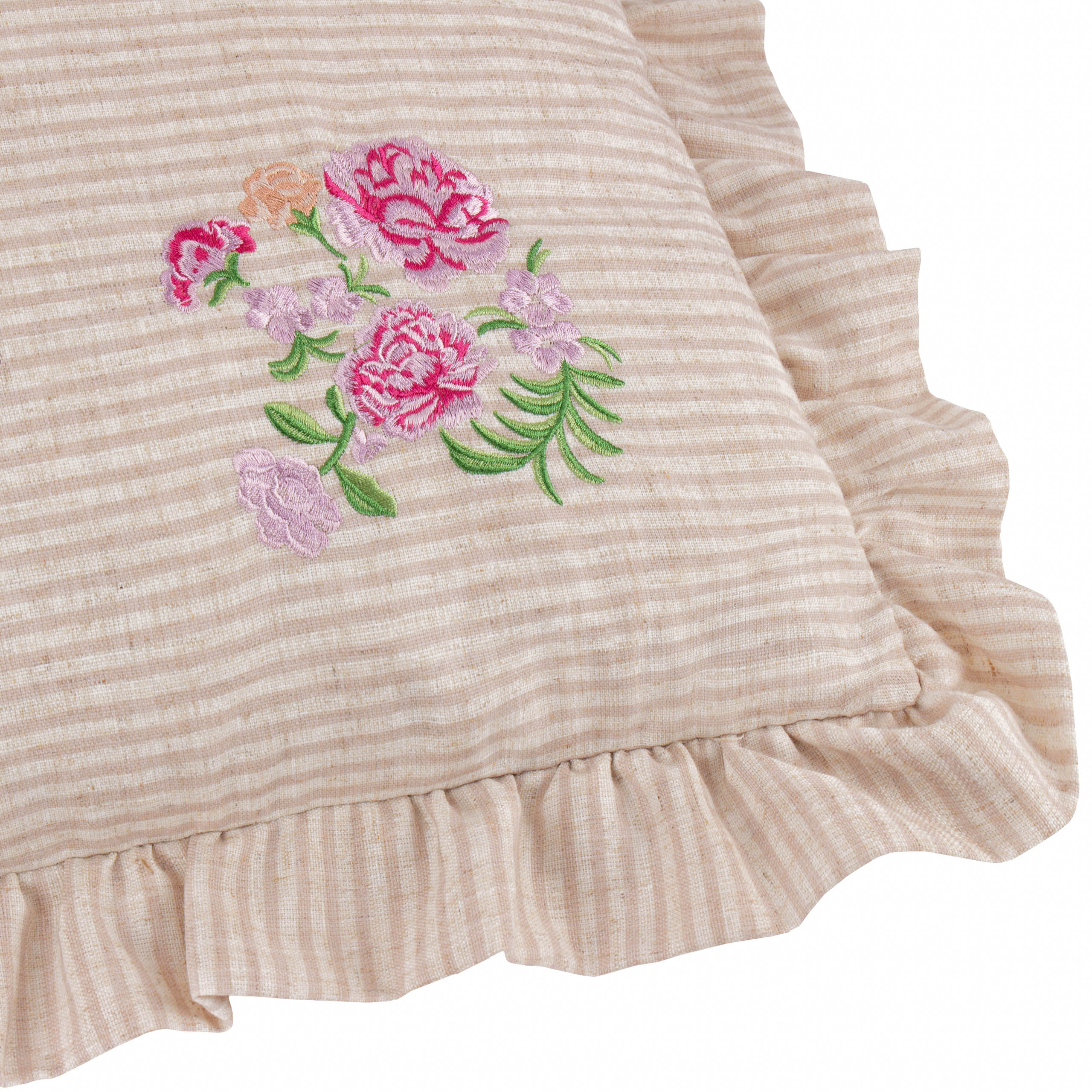 Martha Embroidered Ruffle Cushion