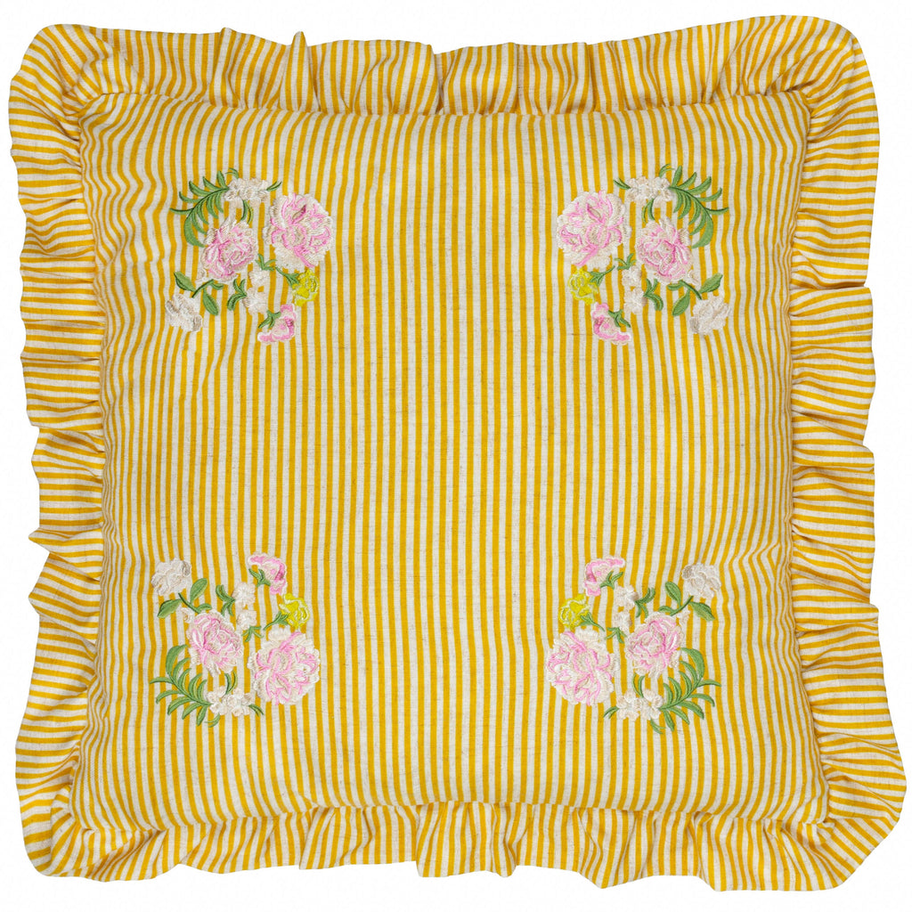 Martha Embroidered Ruffle Cushion