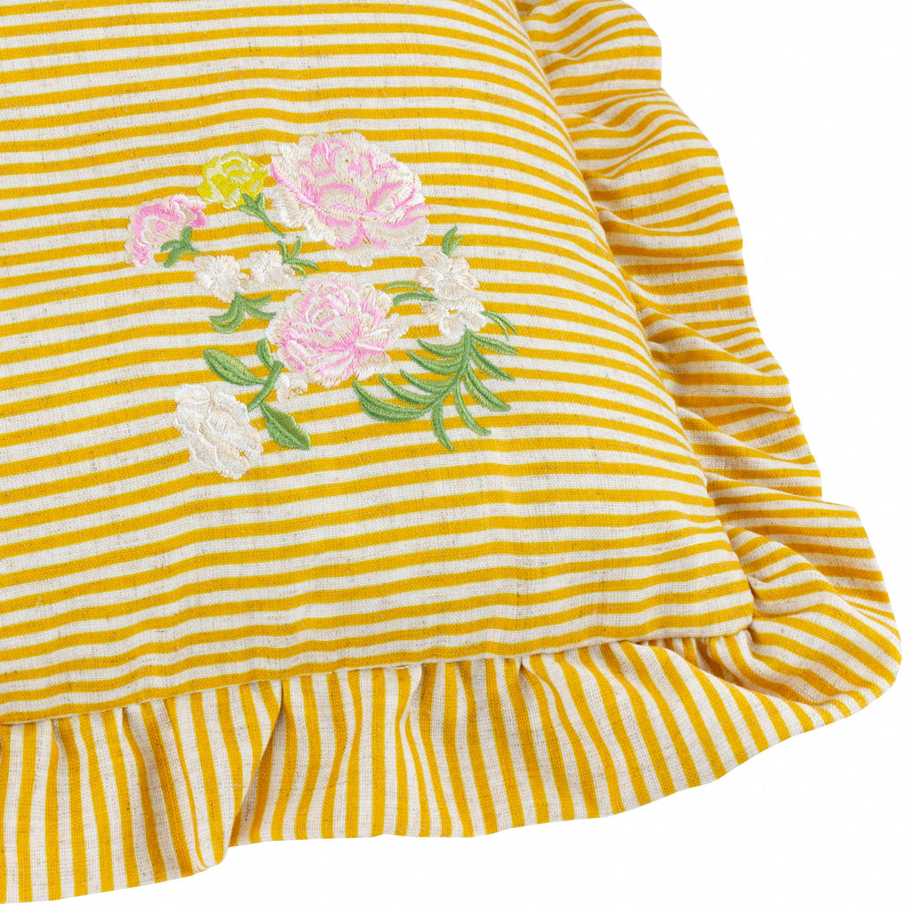 Martha Embroidered Ruffle Cushion