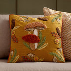Mushroom Dell Embroidered Cotton Cushion