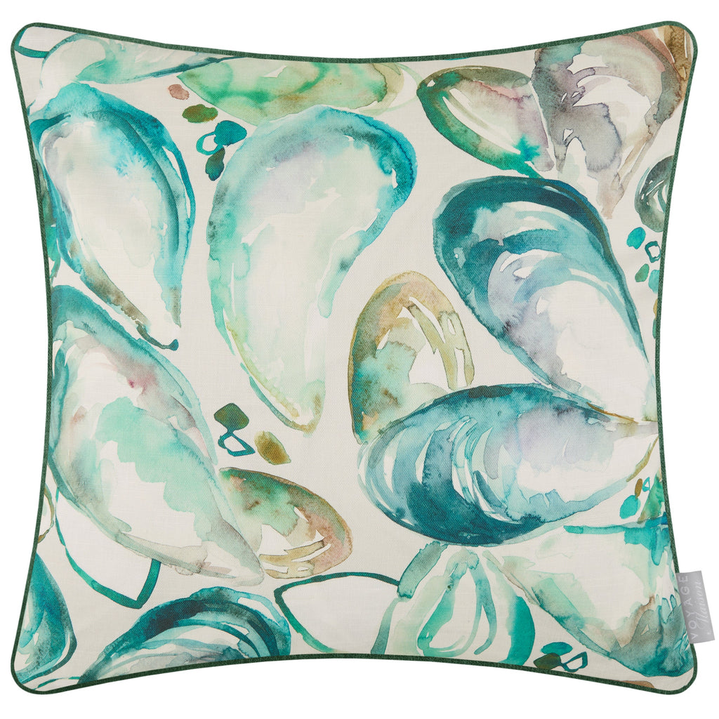 Mussel Shells Printed Piped Cushion